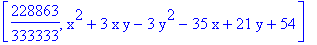 [228863/333333, x^2+3*x*y-3*y^2-35*x+21*y+54]